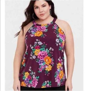 Torrid Floral Studio Knit Lace Goddess Top Burgundy
